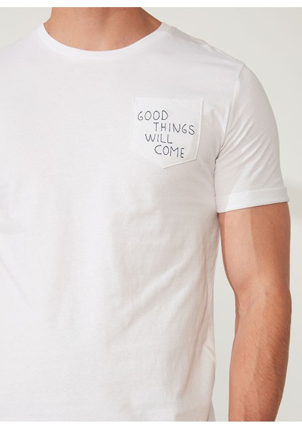 Bisiklet Yaka Beyaz Erkek T-Shirt FM23S16TGWHITE indirimleri