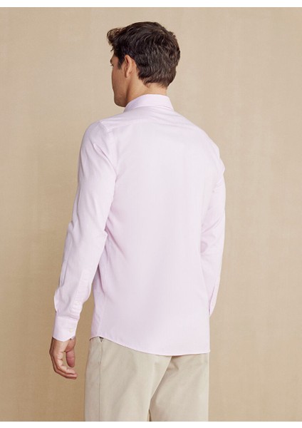 Slim Fit Düğmeli Yaka Pembe Erkek Gömlek BBSS24MSH006 indirimleri