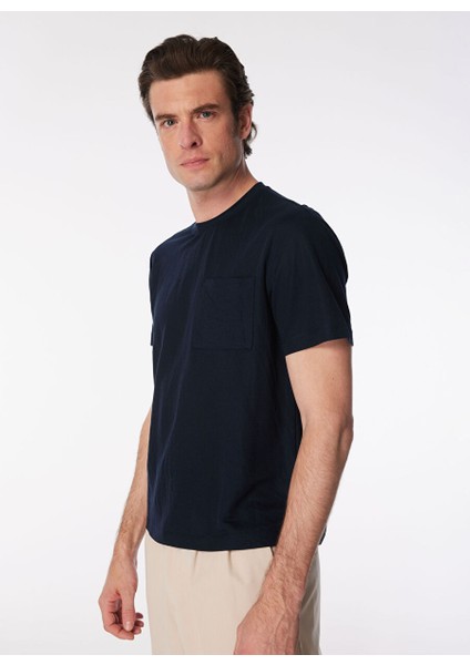 Bisiklet Yaka Lacivert Erkek T-Shirt 1091368