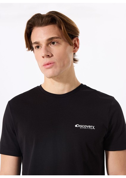 Siyah Erkek Bisiklet Yaka T-Shirt D4SM-TST3294