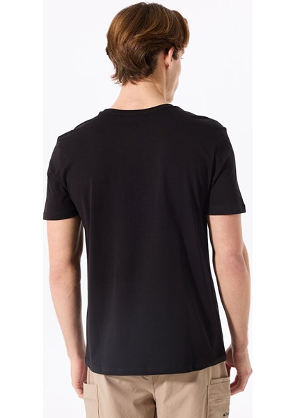 Siyah Erkek Bisiklet Yaka T-Shirt D4SM-TST3294