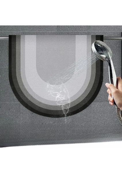 Şık Tasarım Su Emici Banyo Lavabo Tuvalet Kaymaz Tabanlı Oval Paspas 38X58 cm Yazısız Model M-60