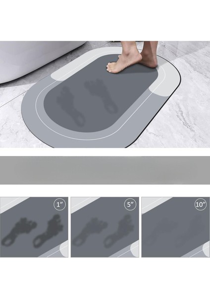 Su Emici Paspas Şık Tasarım Abdest Paspası Kaymaz Taban 38*58 cm Oval Paspas Yazısız Model M-60