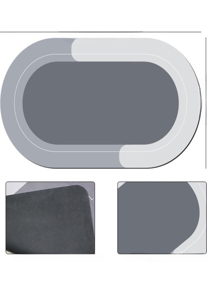 Su Emici Paspas Şık Tasarım Abdest Paspası Kaymaz Taban 38*58 cm Oval Paspas Yazısız Model M-60
