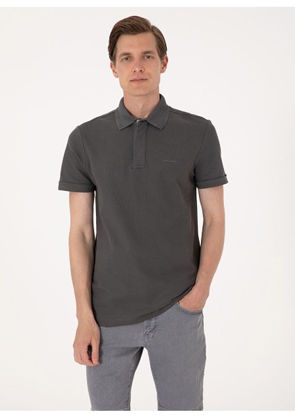 Gri Erkek Slim Fit Polo T-Shirt Parıs modelleri