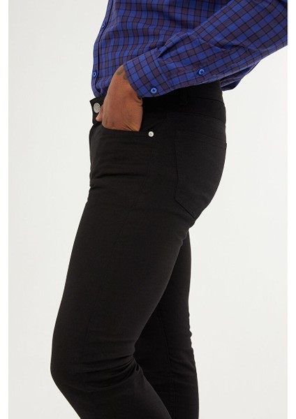 Siyah Slim Fit Düz Pamuklu 5 Cep Kot Pantolon