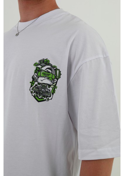 Race-Ho-Oversize Tişört | Sırt Baskılı – Minimal Göğüs Desenli Unisex Tshirt modelleri