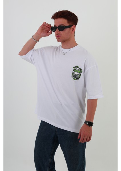 Race-Ho-Oversize Tişört | Sırt Baskılı – Minimal Göğüs Desenli Unisex Tshirt