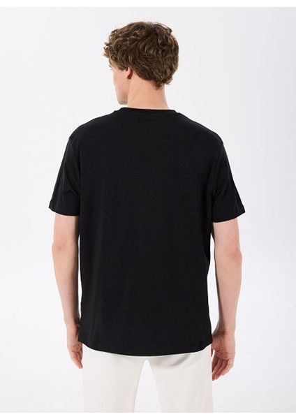 D4SM-TST3311 Siyah Bisiklet Yaka Basic Baskılı Erkek T-Shirt