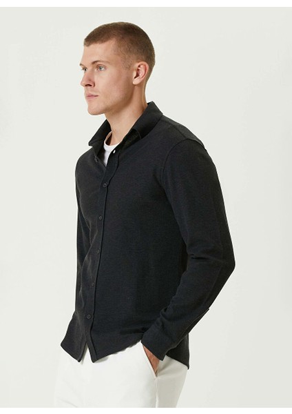 Antrasit Melanj Erkek Gömlek Slim Fit Armürlü Gömlek 1092089 fırsatları