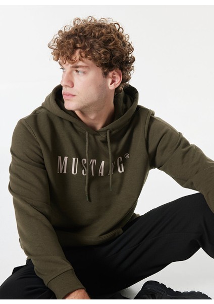 Haki Erkek Kapüşon Relaxed Baskılı Sweatshirt M4WM-SWT-1980