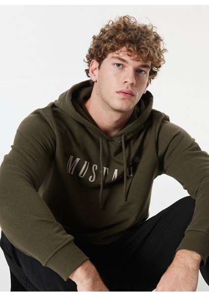 Haki Erkek Kapüşon Relaxed Baskılı Sweatshirt M4WM-SWT-1980