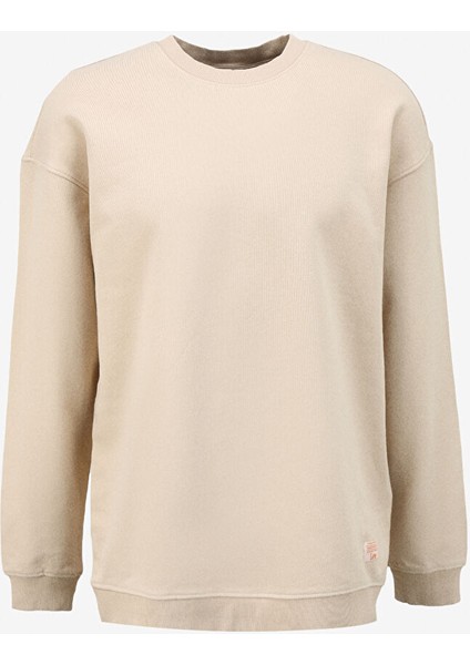 Bisiklet Yaka Ekru Erkek Sweatshırt L241469NQ Loose Fit Sweatshirt