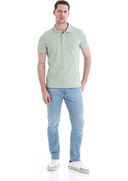 Yeşil Regular Fit Düz 100% Pamuklu Polo Yaka Tişört fiyatları