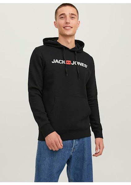 Siyah Erkek Kapüşon Regular Fit Sweatshirt Jjecorp Old Logo Sweat Hood Noos
