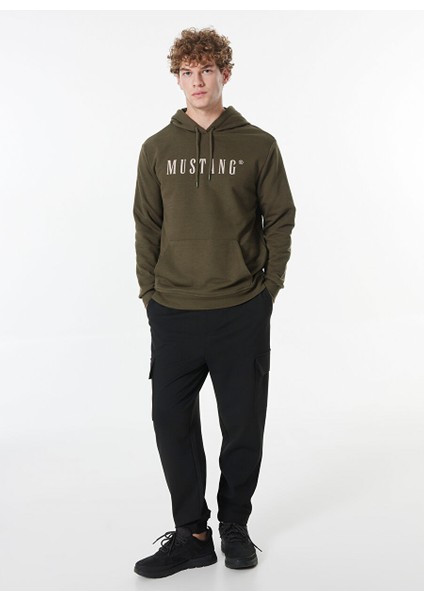 Haki Erkek Kapüşon Relaxed Baskılı Sweatshirt M4WM-SWT-1980