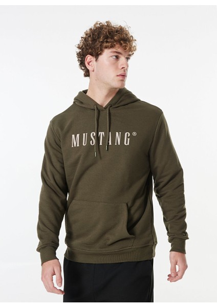 Haki Erkek Kapüşon Relaxed Baskılı Sweatshirt M4WM-SWT-1980
