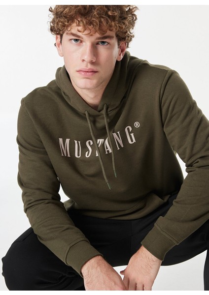 Haki Erkek Kapüşon Relaxed Baskılı Sweatshirt M4WM-SWT-1980