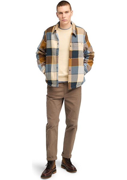 Krem Erkek Düz Normal Düz Gömlek TB0A6UX2EI21_SHERPA Lined Plaid Ove