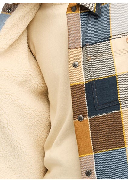 Krem Erkek Düz Normal Düz Gömlek TB0A6UX2EI21_SHERPA Lined Plaid Ove