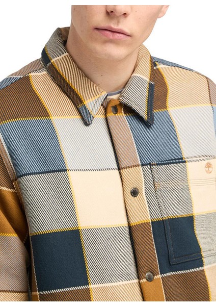 Krem Erkek Düz Normal Düz Gömlek TB0A6UX2EI21_SHERPA Lined Plaid Ove