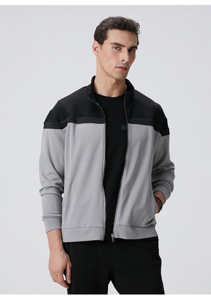 Siyah Erkek Dik Slim Fit Sweatshirt 1095058