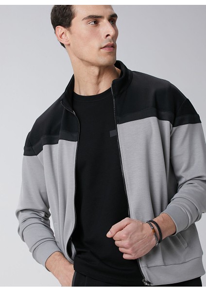 Siyah Erkek Dik Slim Fit Sweatshirt 1095058