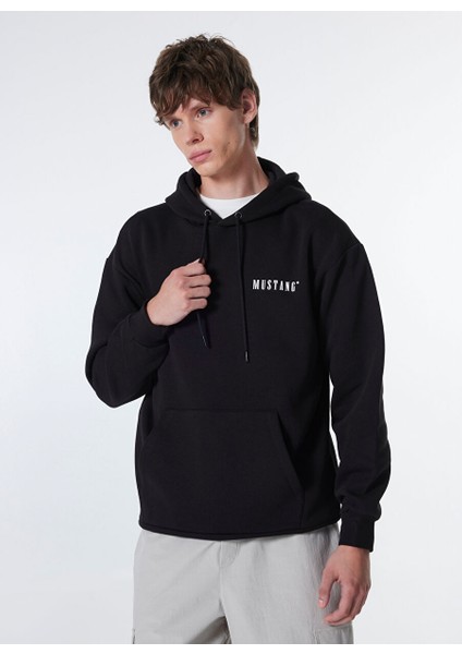 Siyah Erkek Kapüşon Loose Fit Baskılı Sweatshirt M4WM-SWT-1519