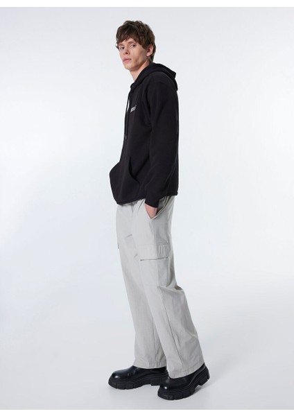 Siyah Erkek Kapüşon Loose Fit Baskılı Sweatshirt M4WM-SWT-1519