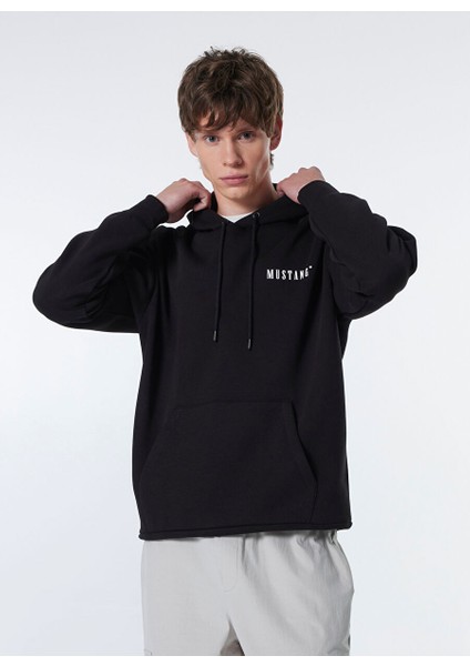 Siyah Erkek Kapüşon Loose Fit Baskılı Sweatshirt M4WM-SWT-1519