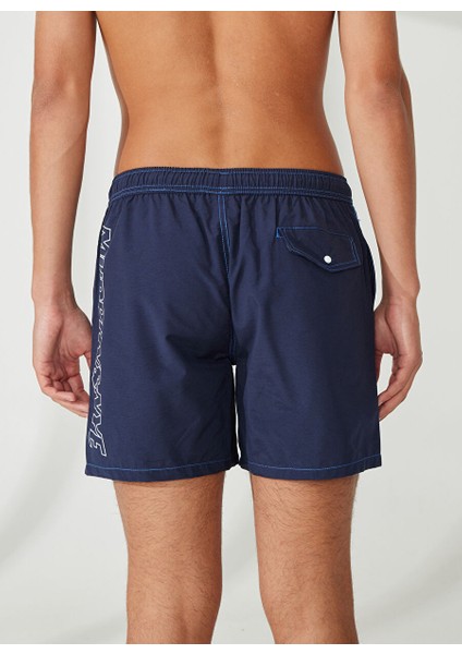 Lacivert Erkek Bağlamalı Bel Şort New Swımm Boxer