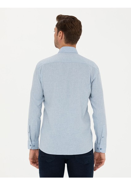 Açık Mavi Slim Fit Uzun Kollu Gömlek