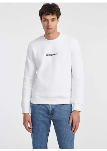 Beyaz Erkek Bisiklet Standart Desenli Sweatshirt M4YQ19K9V31G011 Gj Cn Slım Logo Em fiyatları