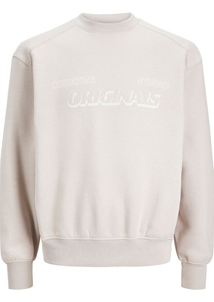 Bisiklet Yaka Krem Erkek Sweatshırt 12247020_JORSHADOW Bolt Sweat Crew