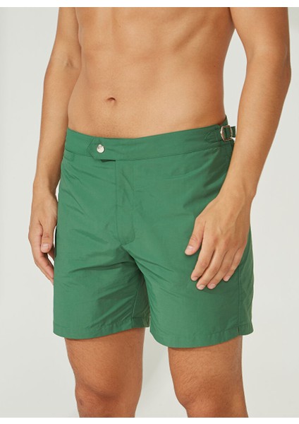Koyu Yeşil Erkek Slim Fit Şort Mr Porto Fino