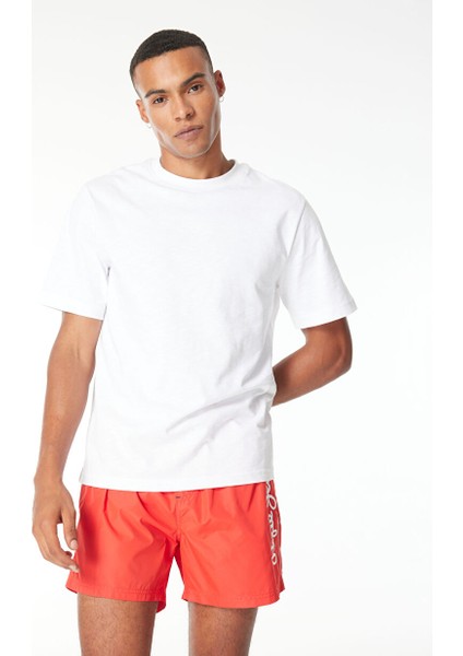 Kırmızı Erkek Normal Baskılı Şort Mayo PMB10393 257 Logo Swımshort fiyatları