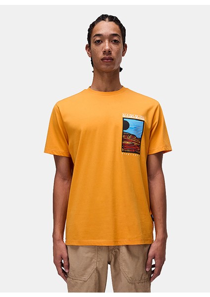 NP0A4IE6A701-S-VALDOR Ss Turuncu Relaxed Erkek T-Shirt