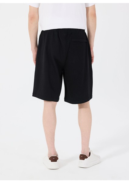 Siyah Erkek Loose Fit Desenli Sweat Şort M5GD49KCPR1JBLK Gj Reg Embro Short