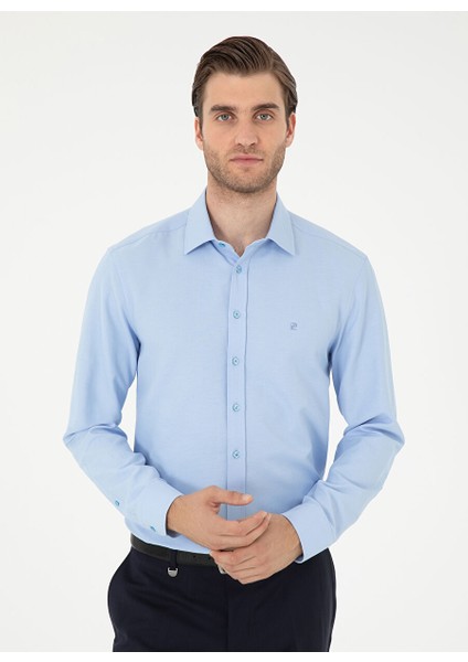 Mavi Erkek Klasik Slim Fit Mikro Gömlek Ostera-Bsc Gomlek Uzunkol
