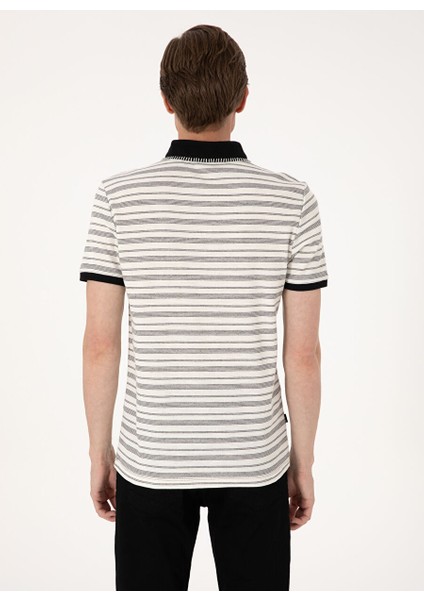 Bej Erkek Slim Fit Çizgili Polo T-Shirt Ken indirimleri