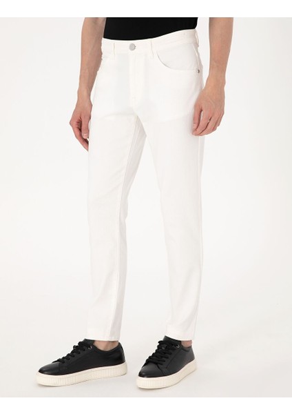 Ekru Slim Fit Jean Pantolon