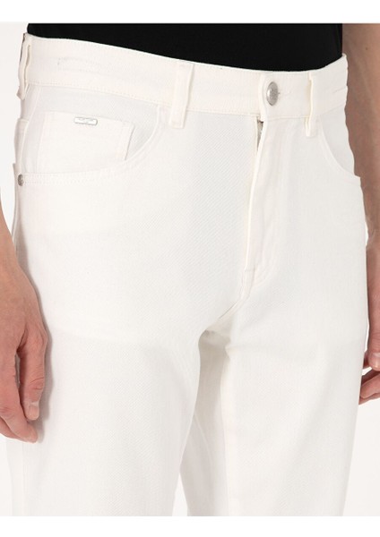 Ekru Slim Fit Jean Pantolon