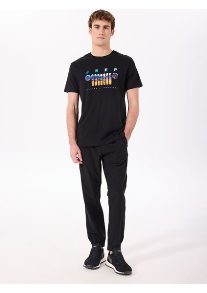 Siyah Erkek Bisiklet Yaka Relaxed Baskılı T-Shirt J4SM-TST7257 fiyatları