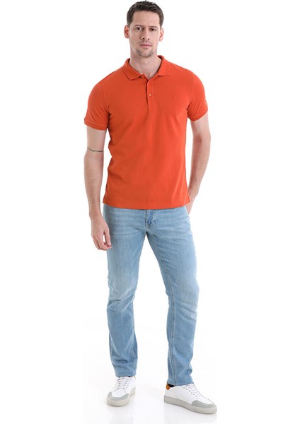 Kiremit Regular Fit Düz 100% Pamuklu Polo Yaka Tişört fiyatları