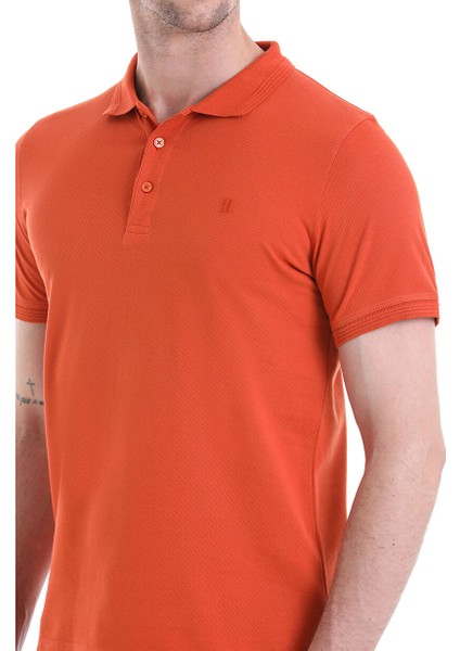Kiremit Regular Fit Düz 100% Pamuklu Polo Yaka Tişört indirimleri