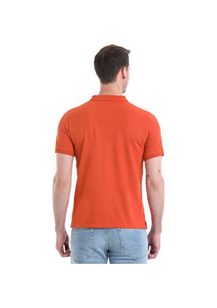 Kiremit Regular Fit Düz 100% Pamuklu Polo Yaka Tişört