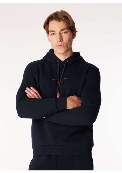 Lacivert Erkek Kapüşon Relaxed Baskılı Sweatshirt C4WM-SWT4242