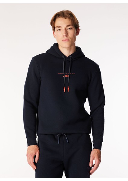 Lacivert Erkek Kapüşon Relaxed Baskılı Sweatshirt C4WM-SWT4242