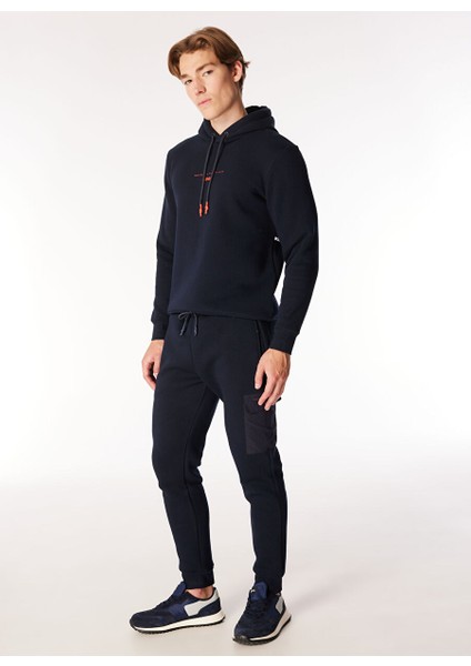 Lacivert Erkek Kapüşon Relaxed Baskılı Sweatshirt C4WM-SWT4242