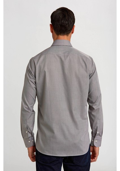 Erkek Regular Fit Klasik Gömlek Kahve GM23K232025_D11